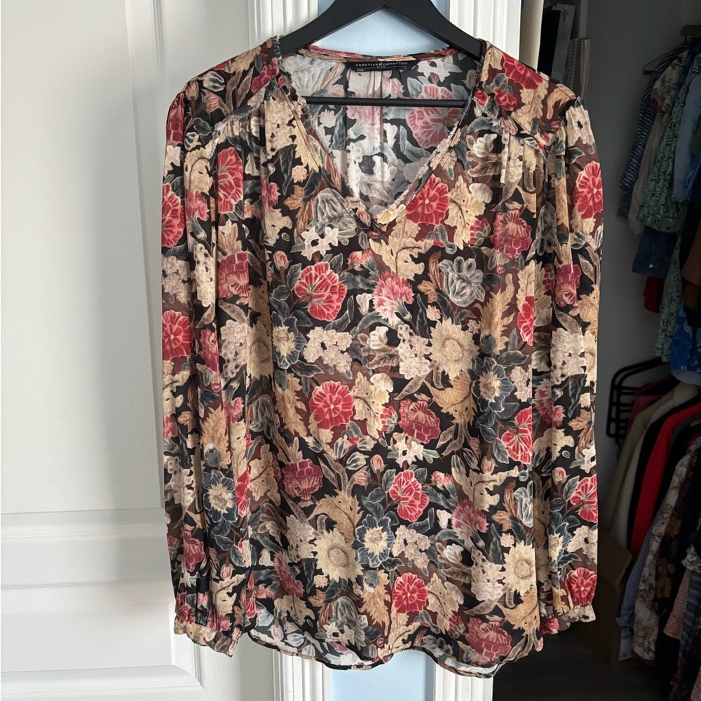 Peruvian Connection Floral Blouse L